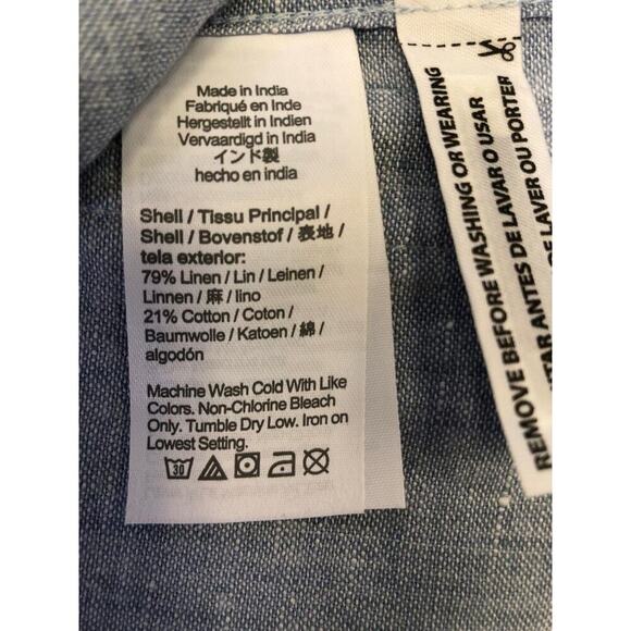 J.Crew Mens Short Sleeve Indigo Organic Chambray Button Down Shirt L Classic - Picture 11 of 13